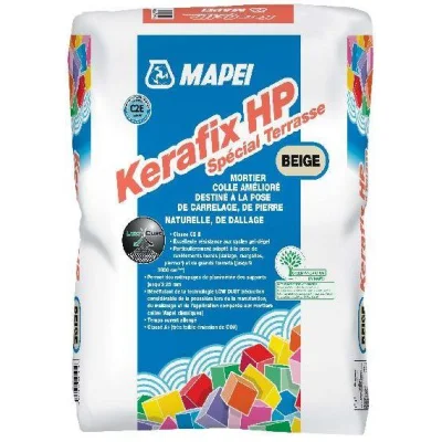 Mortier colle amélioré sol ext. spécial terrasse Kerafix HP sac 25kg Beige