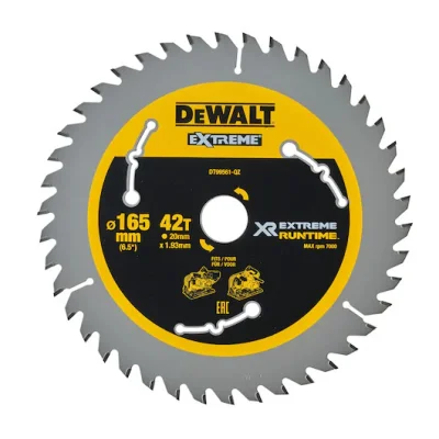Lame p/ scie circulaire plongeante carbure XR Runtime 42 dents 10° ép. 1.76 x 165mm alésage 20mm
