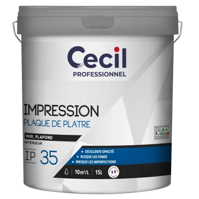 Peinture int. acrylique sous-couche plaque de plâtre IP35 15L Blanc Mat