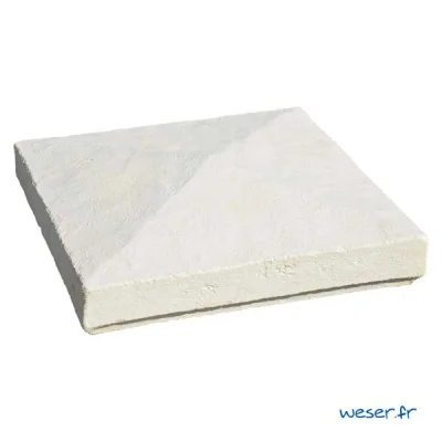 Chapeau de pilier béton pointe de diamant Chaumont-Camargue ép. 70-110mm 41 x 41cm Crème
