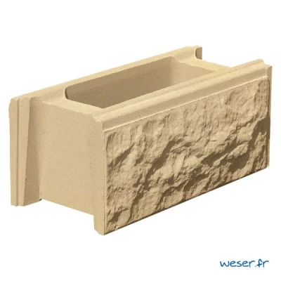 Elément de muret béton Bosselé ht. 167mm 40 x 18cm Ton Pierre
