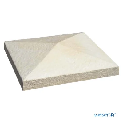 Chapeau de pilier béton pointe de diamant Cheverny ép. 50-110mm 50 x 50cm Crème