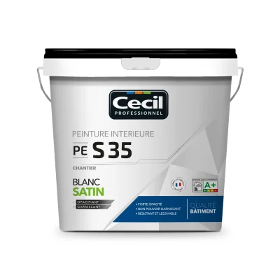 Peinture int. acrylique mur & plafond Chantier PE S35 5L Blanc Satin