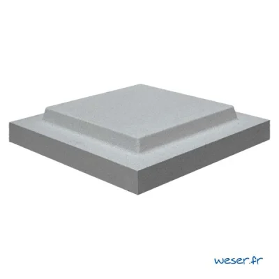 Chapeau de pilier béton double couronnements CP ép. 60-100mm 40 x 40cm Gris