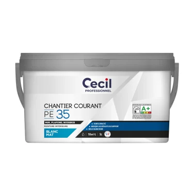 Peinture int. acrylique mur & plafond Chantier PE M35 5L Blanc Mat