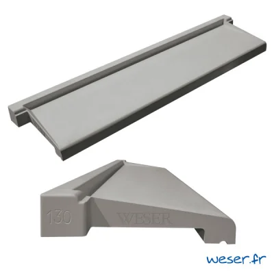 Appui de fenêtre & seuil de porte béton Opti-One ép. 50-70mm 35 x 100-112.8cm Gris Galet