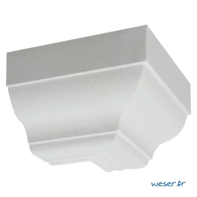 Corniche béton angle ext. sans joint profil doucine COAN ht. 200mm 33 x 33cm Blanc Cassé