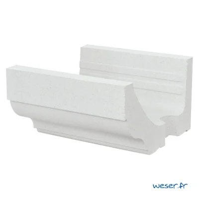 Corniche béton élément droit sans joint profil doucine COB ht. 200mm 33 x 35.5cm Blanc Cassé