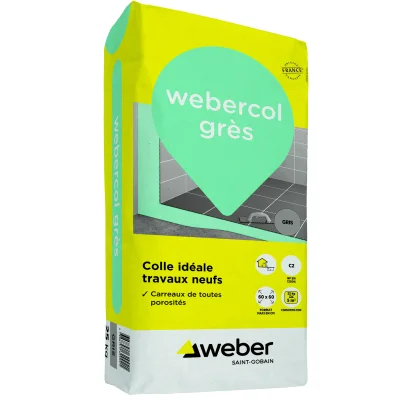 Mortier colle C2 Weber.col Grès sac 25kg Gris