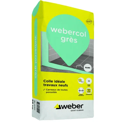 Mortier colle C2 Weber.col Grès sac 25kg Blanc