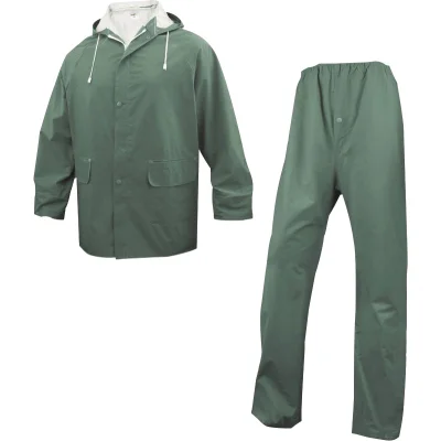 Ensemble de pluie pvc capuche intégrée taille = XXL Vert