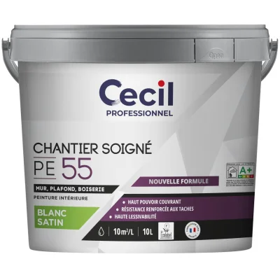 Peinture int. acrylique mur & plafond Expert PE S55 10L Blanc Satin