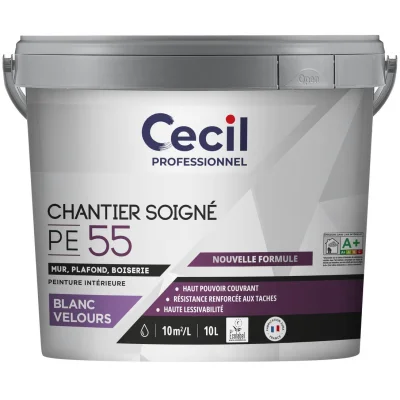Peinture int. acrylique mur & plafond Expert PE V55 10L Blanc Velours