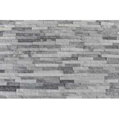 Parement pierre clivé Brussel ép. 15mm 10 x 40cm pqt 0.432m² Gris Nuancé
