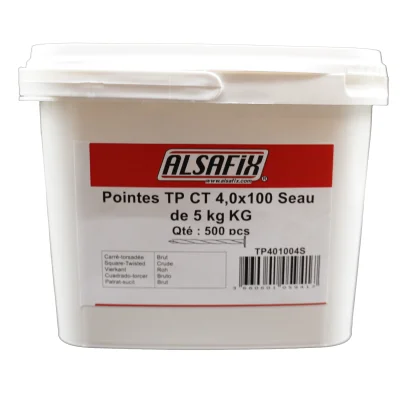 Pointes tête plate torsadée Claire D. 4.0 x 100mm seau 5kg