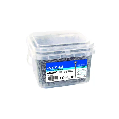Vis terrasse T.F inox A2 TX25 D. 5.0 x 50-30mm seau de 1000
