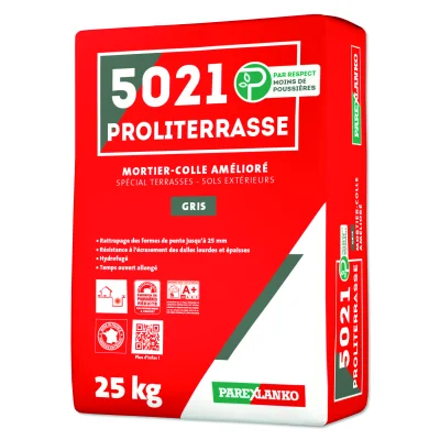 Mortier colle amélioré C2E spécial terrasse 5021 Proliterrasse sac 25kg Gris