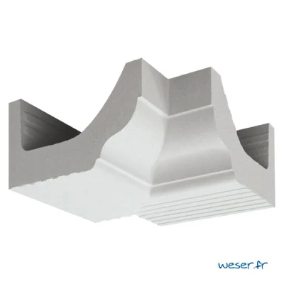 Corniche béton angle int. sans joint profil doucine COAN ht. 200mm 10 x 10cm Blanc Cassé