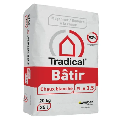 Liant chaux aérienne polyvalente 3.5 Tradical Bâtir sac 20kg Blanc