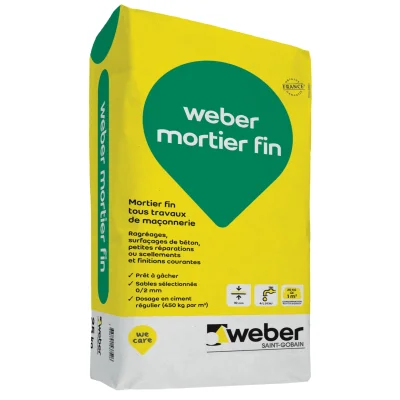 Mortier fin p/ petits travaux de maçonnerie Weber Mortier Fin sac 25kg Gris