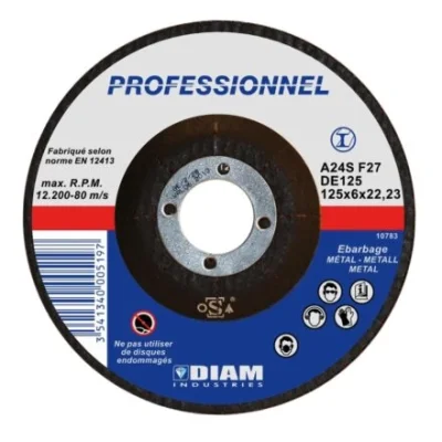 Disque abrasif DE ép. 6 x D. 125mm al. 22.23mm ébarbage acier