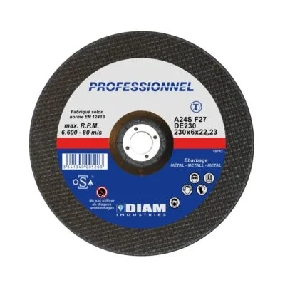Disque abrasif DE ép. 6 x D. 230mm al. 22.23mm ébarbage acier