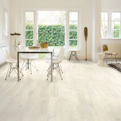 Sol stratifié Creo waterproof AC4 CL.32 monolame ép. 7mm 120 x 19cm Chêne Charlotte Blanc pqt 1.824m²