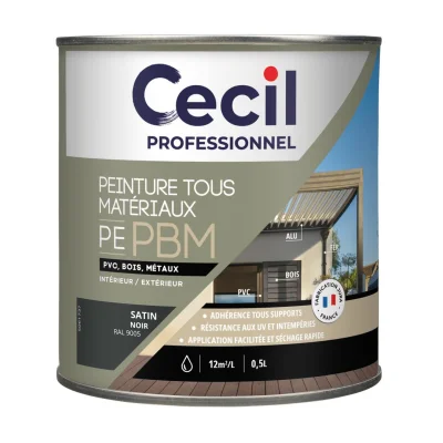 Peinture extérieur multi-matériaux Noir Satin 0,5L