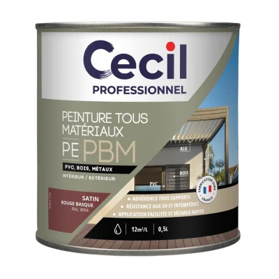 Peinture extérieur multi-matériaux Rouge Basque Satin 0,5L
