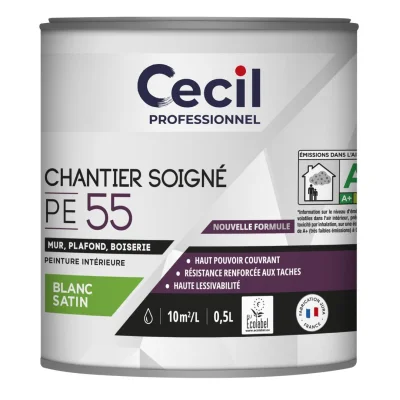 Peinture int. acrylique mur & plafond Expert PE S55 0,5L Blanc Satin