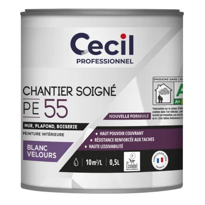 Peinture int. acrylique mur & plafond Expert PE V55 0,5L Blanc Velours