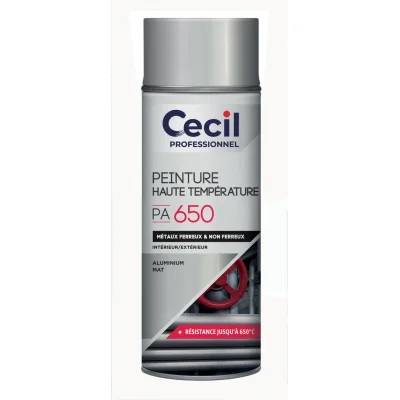 Peinture int. haute température tous métaux PA 650 aérosol 400ml Alu Mat