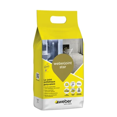 Mortier p/ joint décoratif Weber.joint Star sac 5kg Blanc Pur E06