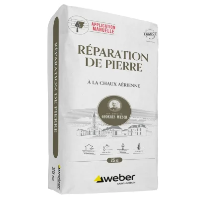 Mortier de réparation p/ pierre de taille Webercit Repar Pierre DF sac 25kg 277015
