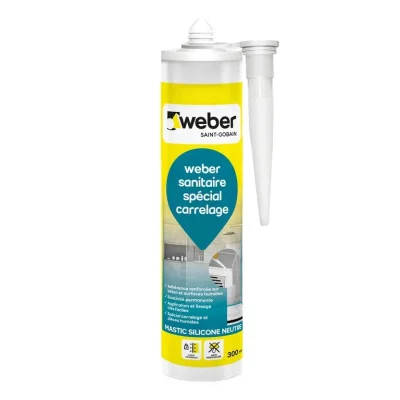 Mastic de jointoiement silicone p/ carrelage Weberseal Tile Cartouche 300ml Gris Perle E07