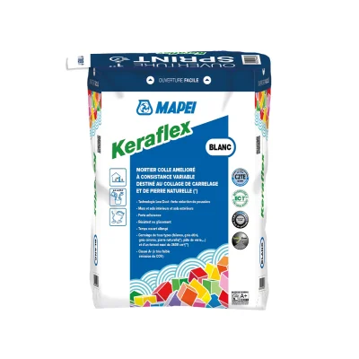 Mortier colle amélioré p/ sol & mur int. ext. C2TE Keraflex sac 25kg Gris
