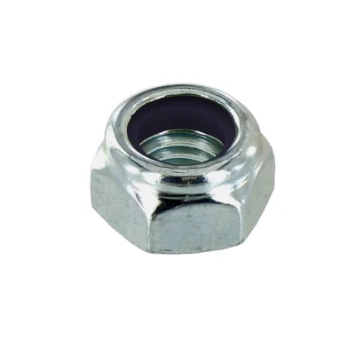 Ecrous acier zingué 6 pans frein nylon D. 6mm boîte de 100