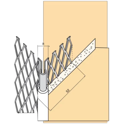 Profil protège angle acier Galva déployé jonc pvc Blanc p/ enduit 3.00ml