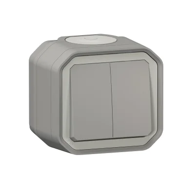 Interrupteur va&vient double IP55 Plexo Gris R.70002 LEGRAND