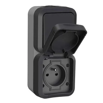Interrupteur va et vient + prise 2P + T verticale étanche complet IP55 SIANCE