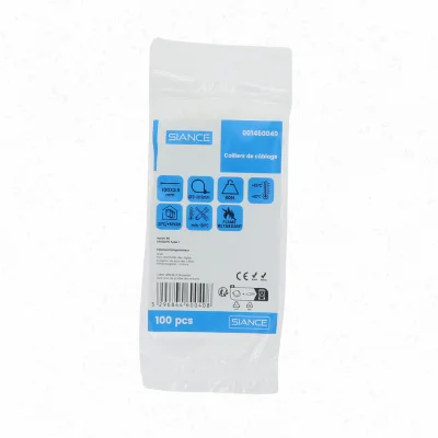 Collier de serrage pvc 2.5 x 100mm Blanc sachet de 100 SIANCE