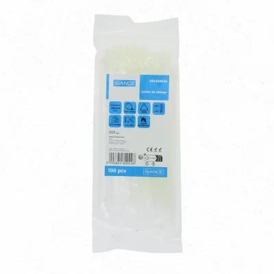 Collier de serrage pvc 3.6 x 200mm Blanc sachet de 100 SIANCE