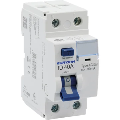 Interrupteur différentiel 40A 1P+N 30mA haut/haut Classe AC EUR'OHM