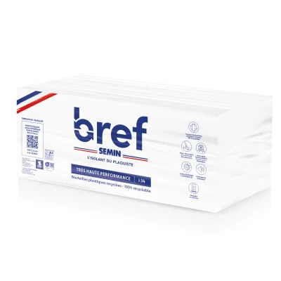 Panneau isolant Polyester Bref ép. 105mm 60cm x 1.25ml colis de 6 R=3,05m² K/W