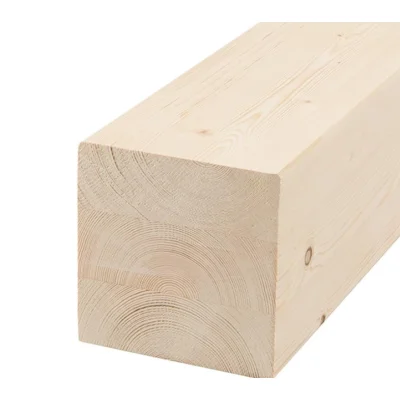 Bois contrecollé 2 plis Epicéa C18 ép. 140 x 140mm 6.00ml raboté 4 faces avec chanfreins traité classe II incolore