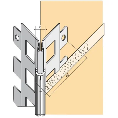 Profil protège angle acier Galva perforé jonc pvc Blanc p/ enduit 3.00ml