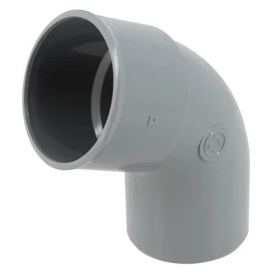 Coude pvc d'évacuation simple 67°30 MF D. 63mm CL6 Gris