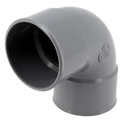 Coude pvc d'évacuation simple 87°30 FF D. 63mm CL88 Gris