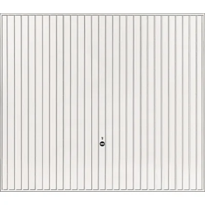 Porte garage basc. Europro débord. + rail 200 x 237.5cm Nervuré Vertical 122 Blanc RAL 9016