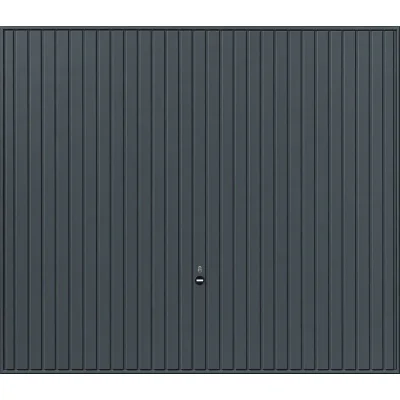 Porte garage basc. Europro débord. + rail 200 x 237.5cm Nervuré Vertical 122 Gris Anthra. Ral 7016